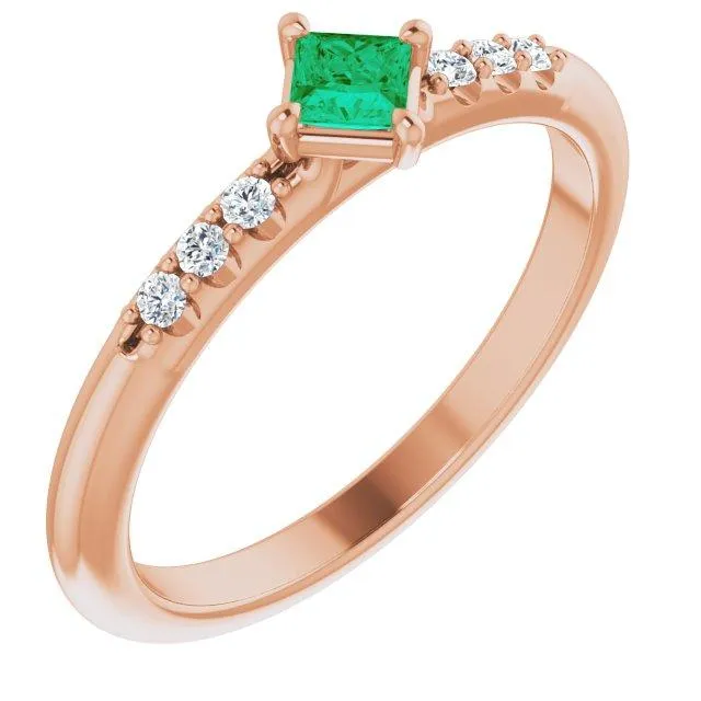 Princess Gemstone Lab-Grown Diamond Accent Stackable Ring
