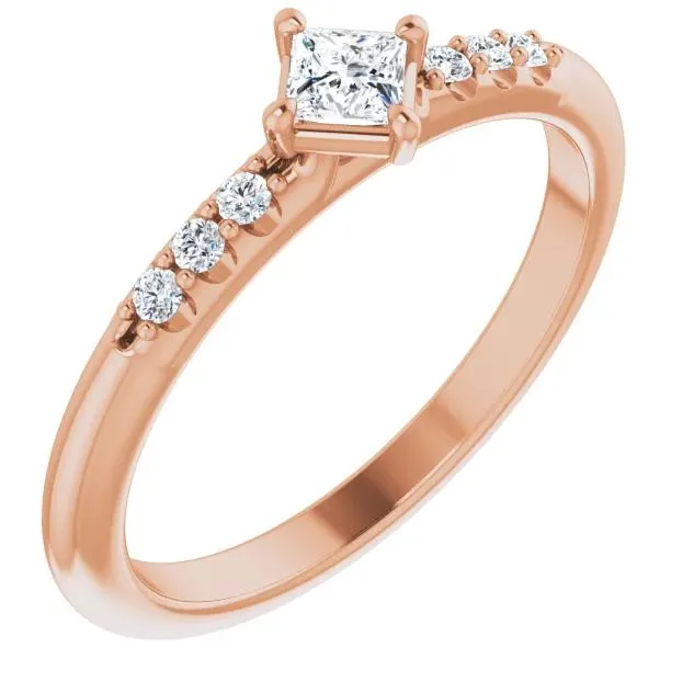 Princess Gemstone Lab-Grown Diamond Accent Stackable Ring