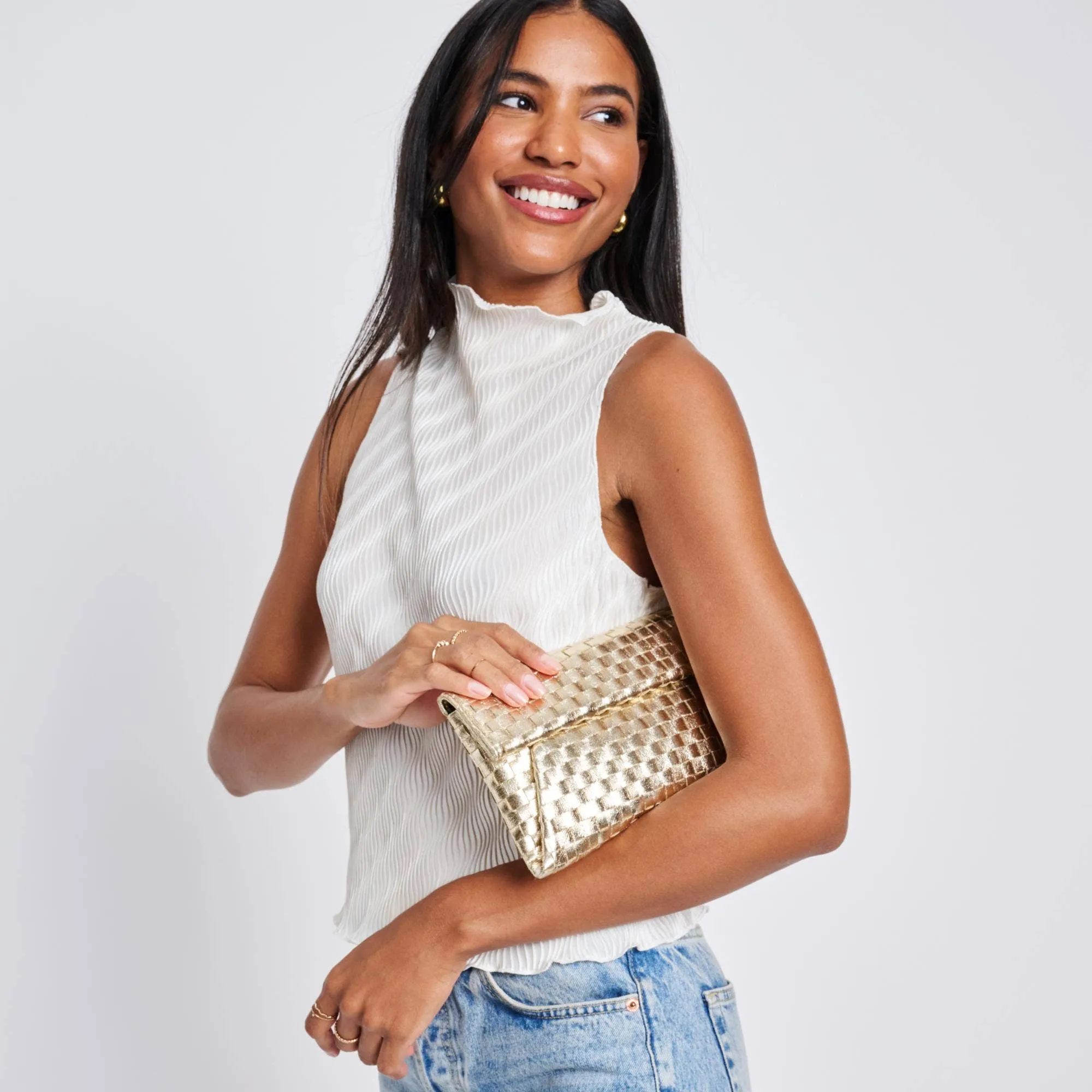 Priscilla Woven Clutch: Nude