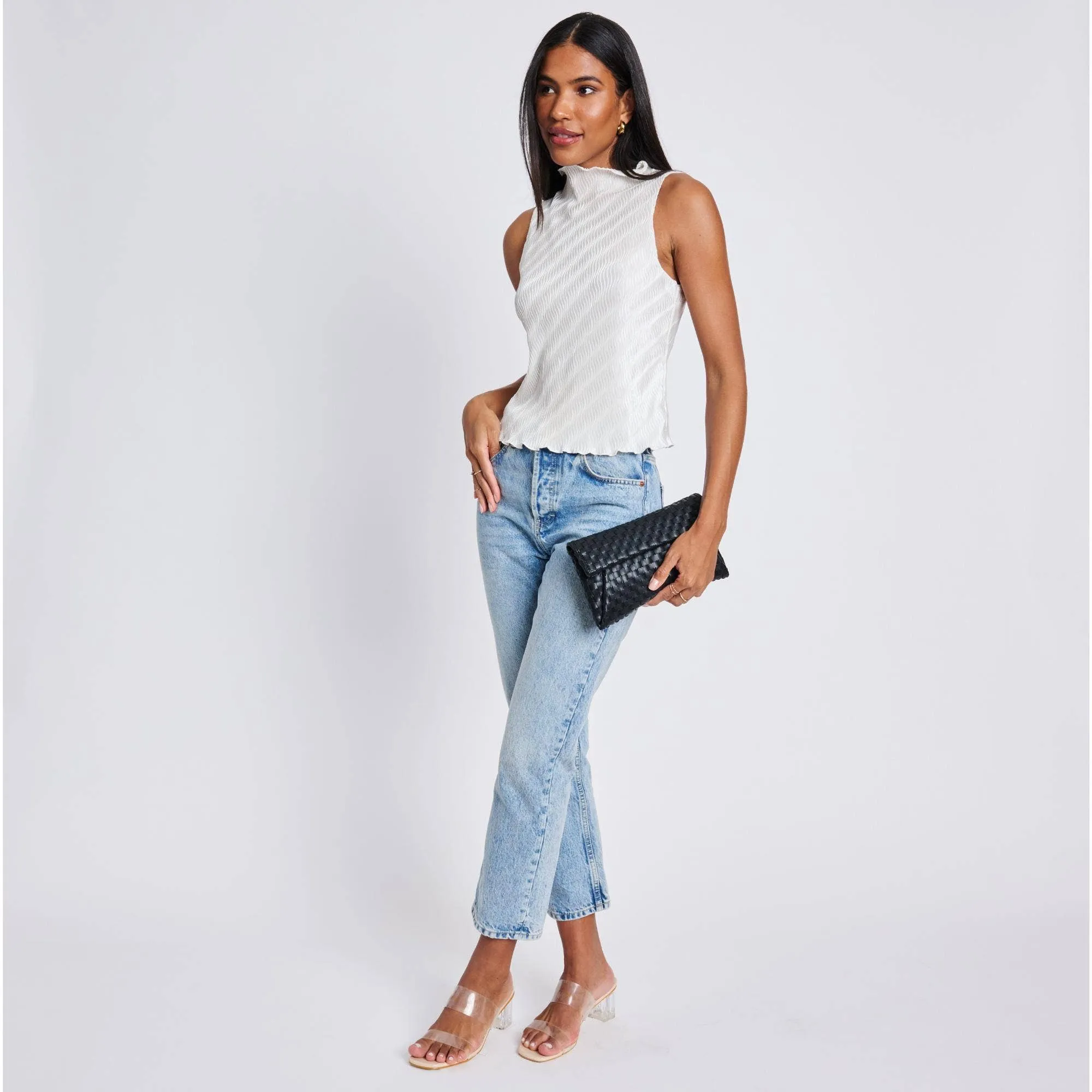 Priscilla Woven Clutch: Nude