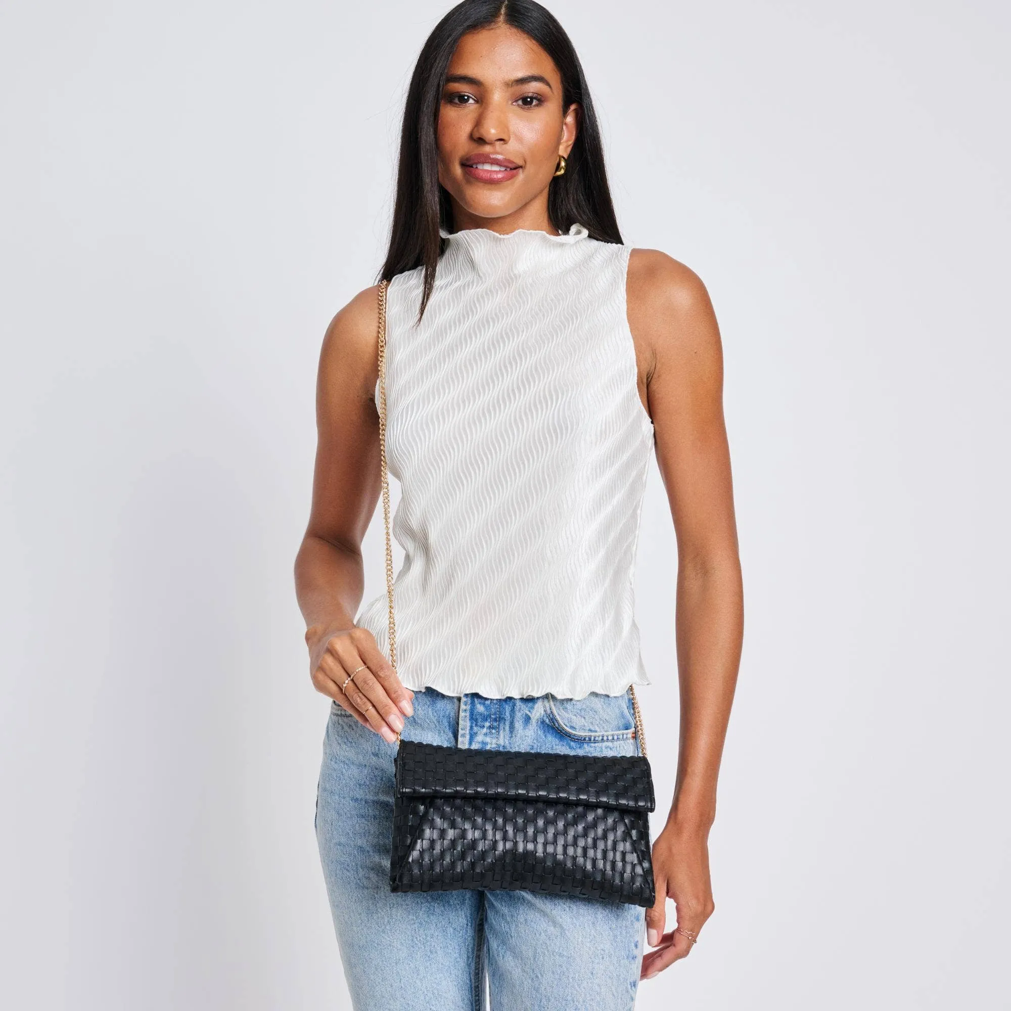 Priscilla Woven Clutch: Nude