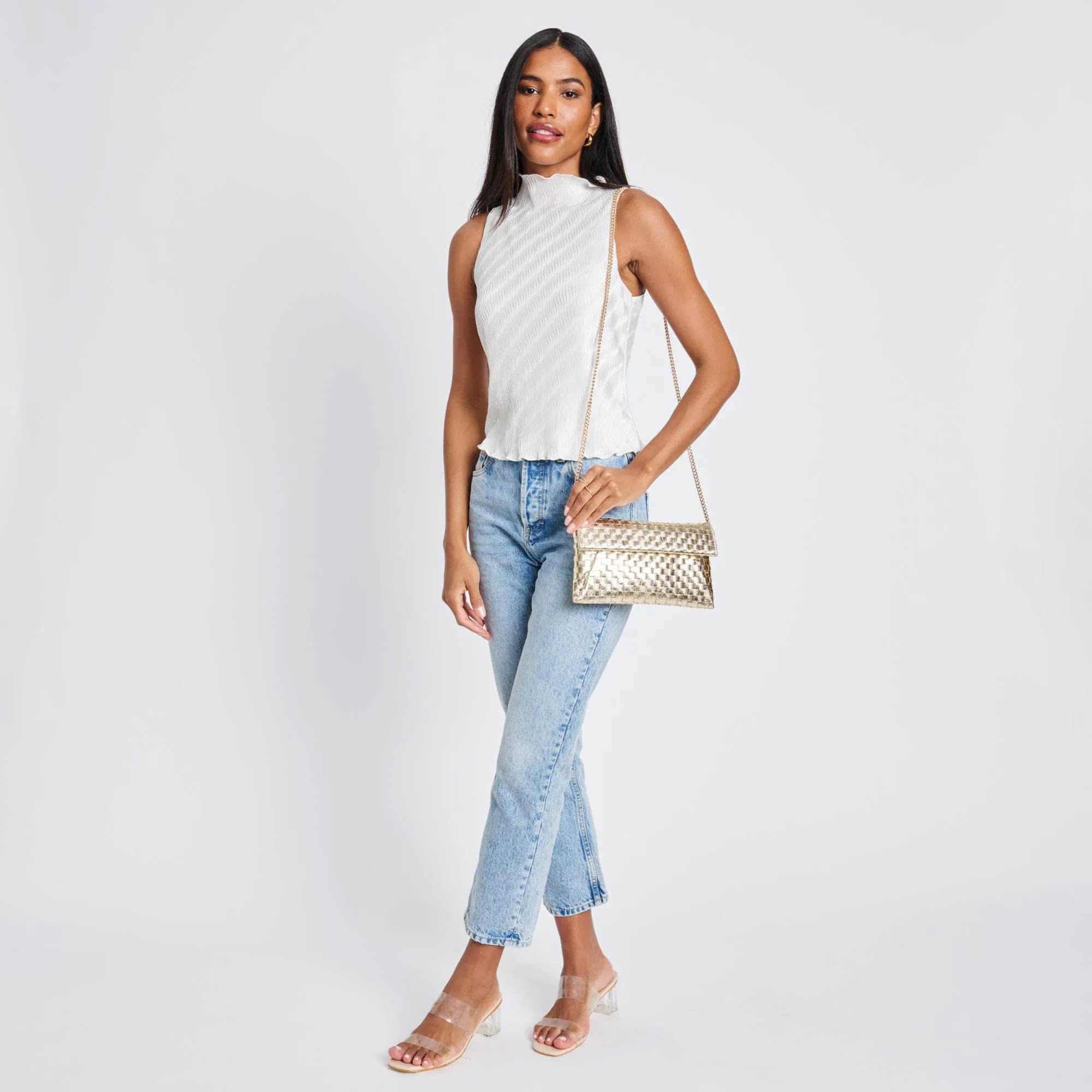 Priscilla Woven Clutch: Nude