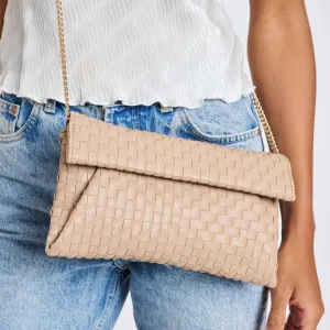 Priscilla Woven Clutch: Nude
