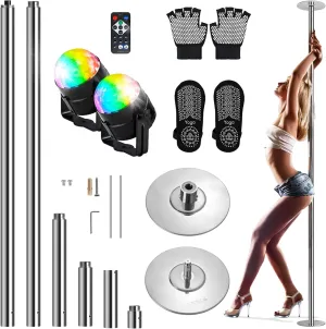 Professional Spinning Dancing Pole – Adjustable & Portable Fitness Pole for Home, Club, Gym – Durable Steel Build, Anti-Rust Finish, Includes Gloves for Safe Workouts