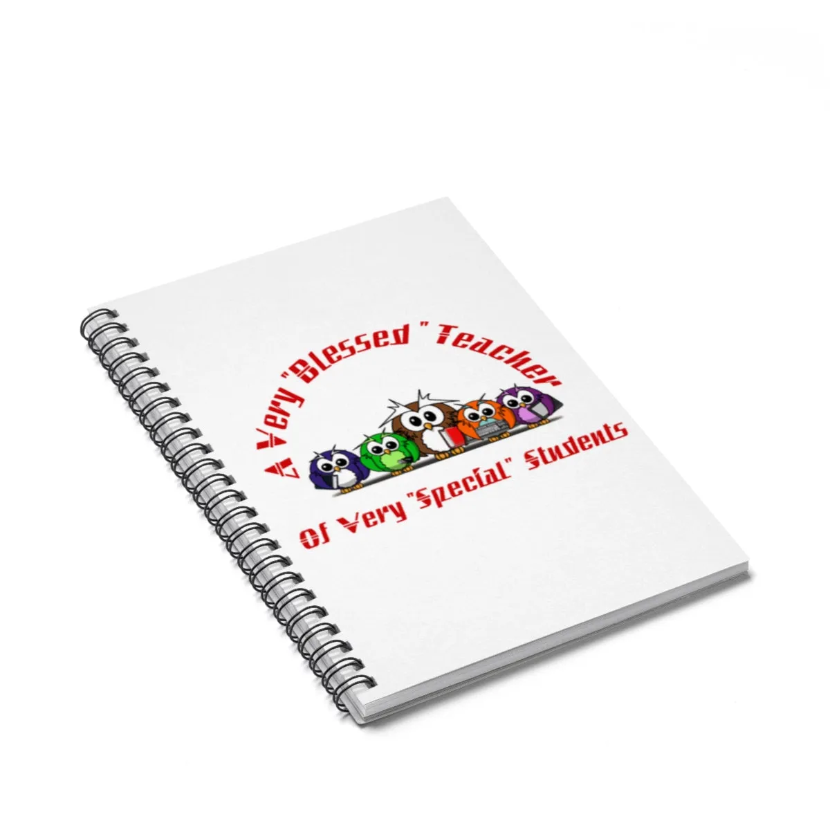 "Blessed Owl Teacher" Red Letters Spiral Notebook - Ruled Line