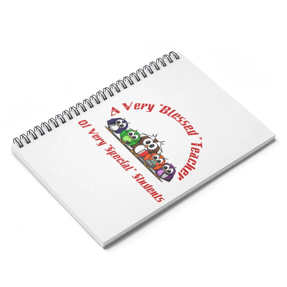 "Blessed Owl Teacher" Red Letters Spiral Notebook - Ruled Line
