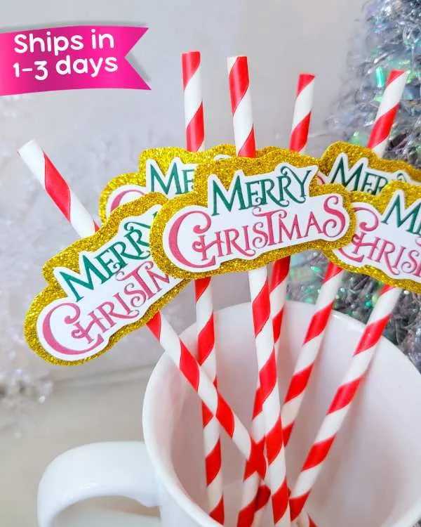 "Merry Christmas" Paper Straws