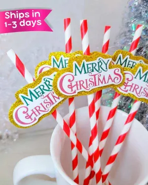 "Merry Christmas" Paper Straws
