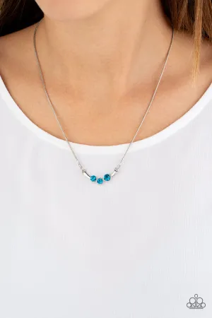 "Sparkling Stargazer" Silver Metal Three Blue Rhinestone Dainty Necklace Set