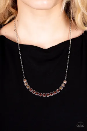 "Throwing Shades" Silver Metal Brown Ombre Rhinestone Bar Necklace Set