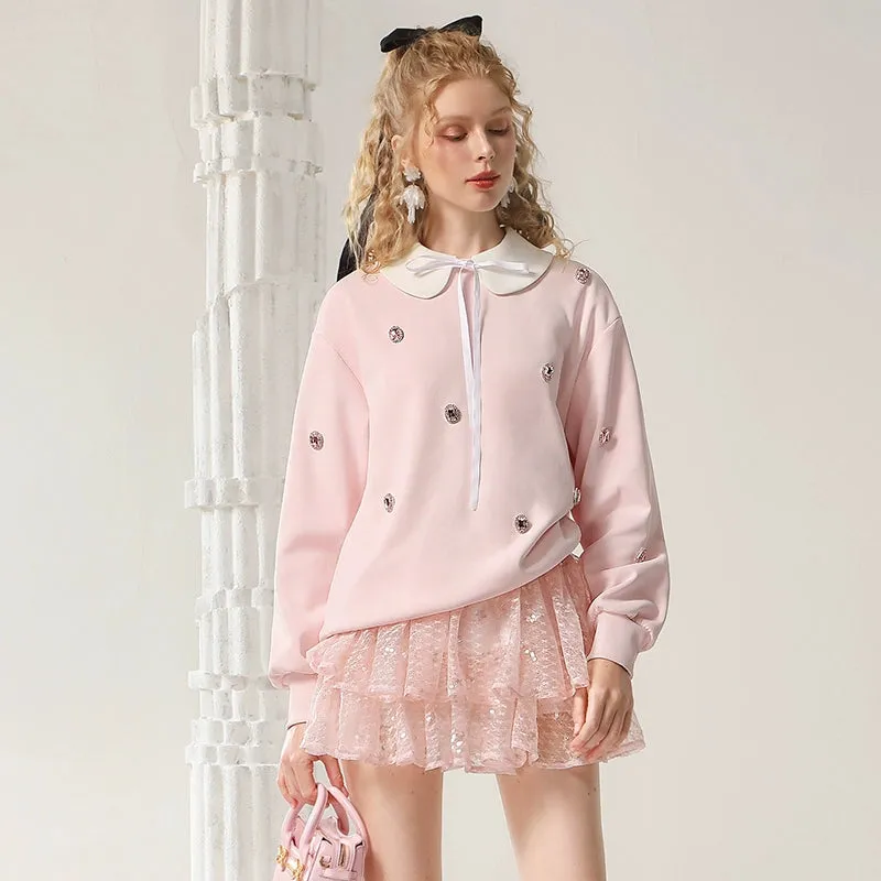Ribbon Charm Embellished Sweatshirt