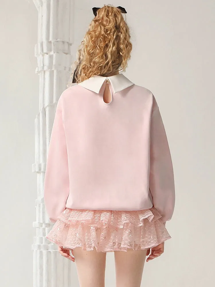 Ribbon Charm Embellished Sweatshirt