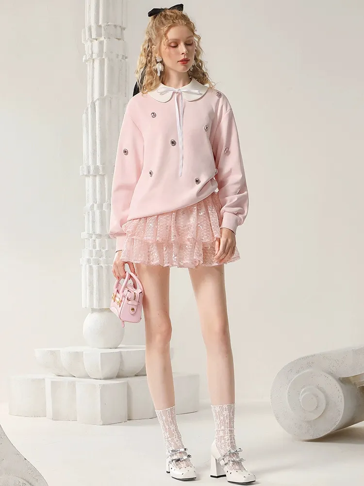 Ribbon Charm Embellished Sweatshirt