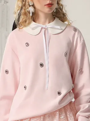 Ribbon Charm Embellished Sweatshirt