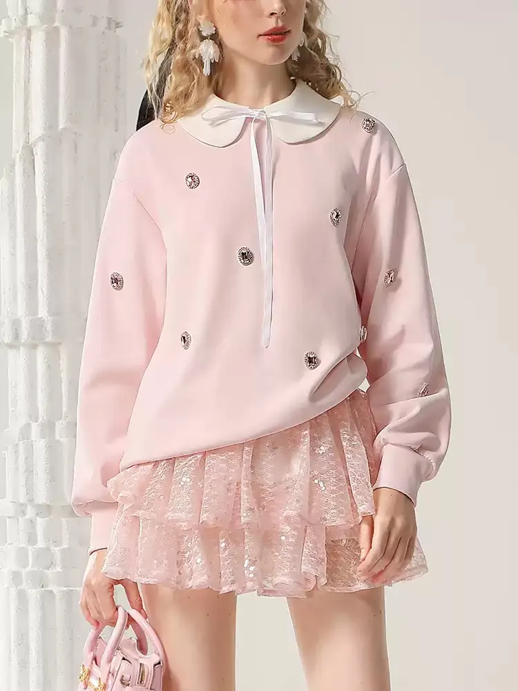 Ribbon Charm Embellished Sweatshirt
