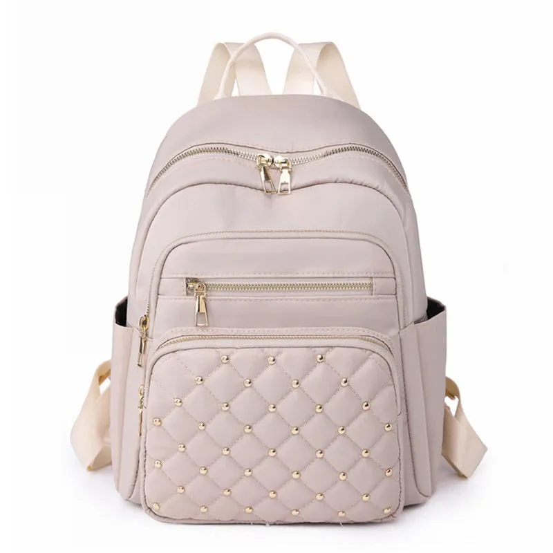 Rivet Nylon Fabric Design Large Capacity Three Layer Women's Backpack Senior
