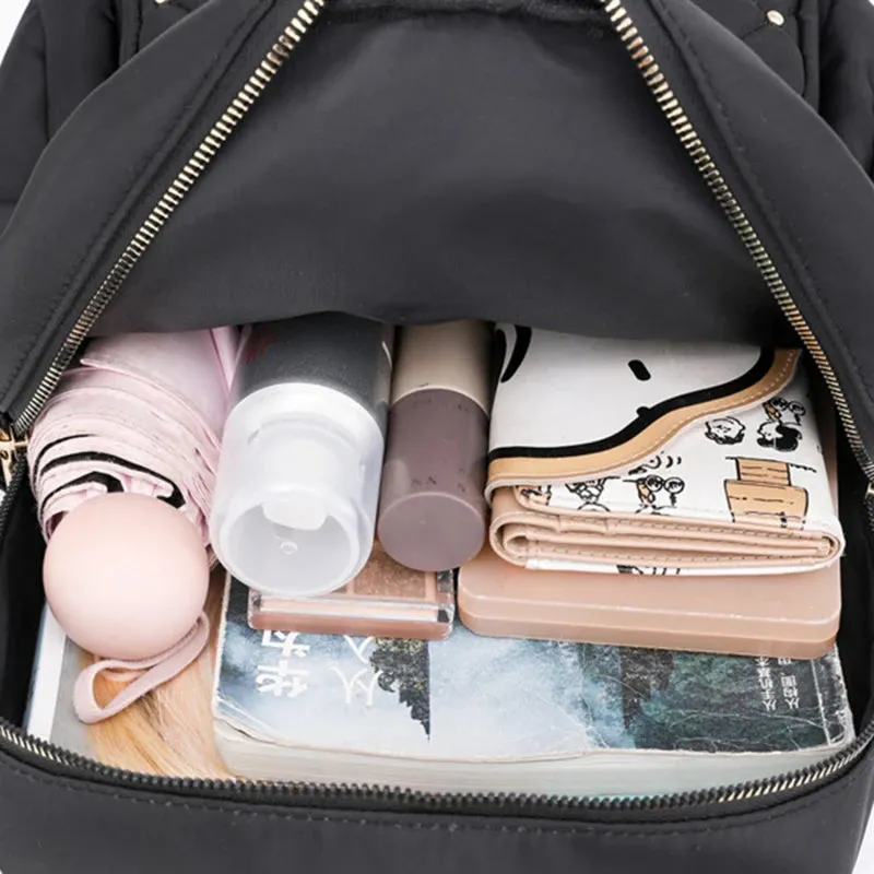 Rivet Nylon Fabric Design Large Capacity Three Layer Women's Backpack Senior