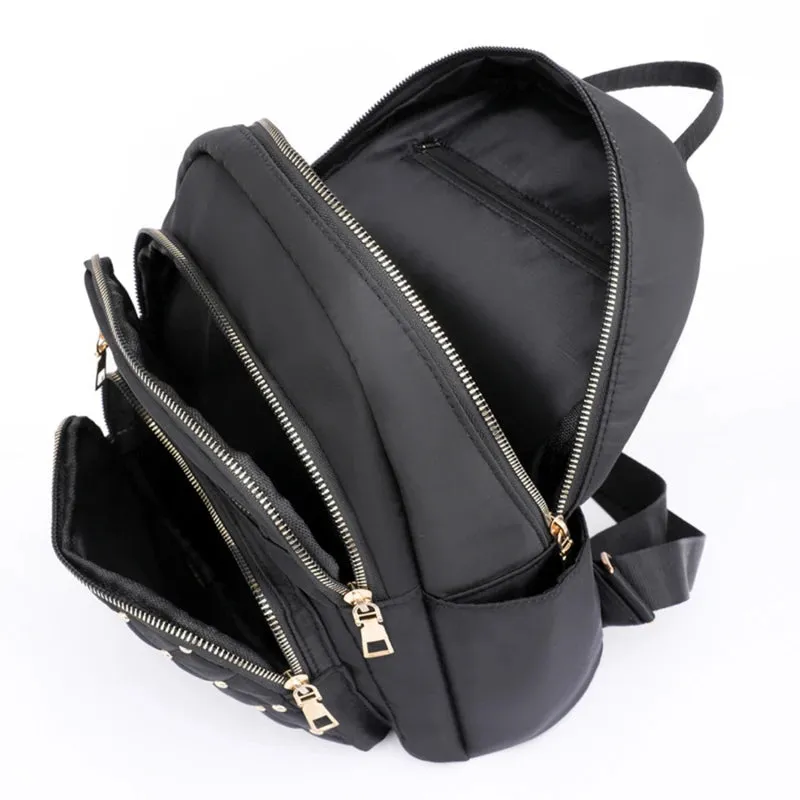 Rivet Nylon Fabric Design Large Capacity Three Layer Women's Backpack Senior