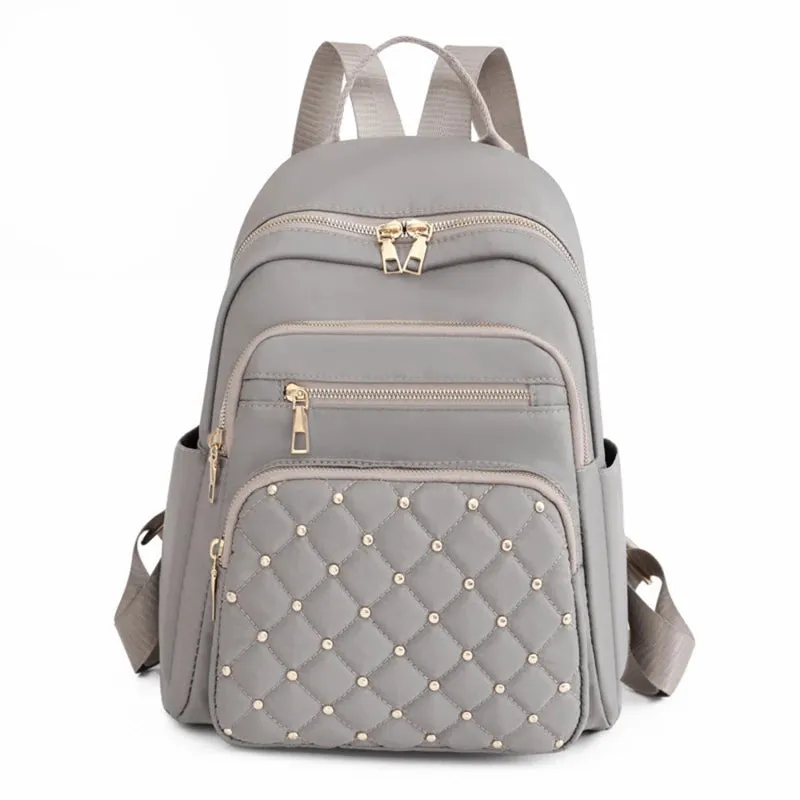 Rivet Nylon Fabric Design Large Capacity Three Layer Women's Backpack Senior