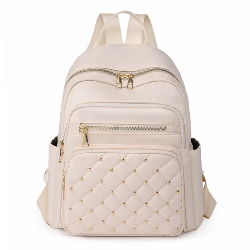 Rivet Nylon Fabric Design Large Capacity Three Layer Women's Backpack Senior