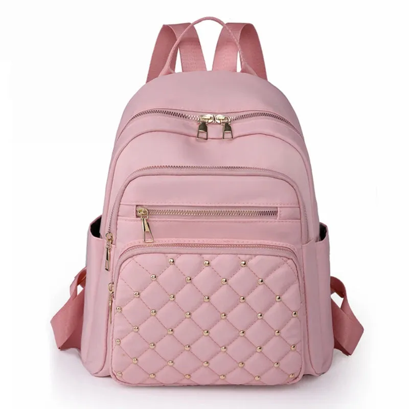 Rivet Nylon Fabric Design Large Capacity Three Layer Women's Backpack Senior