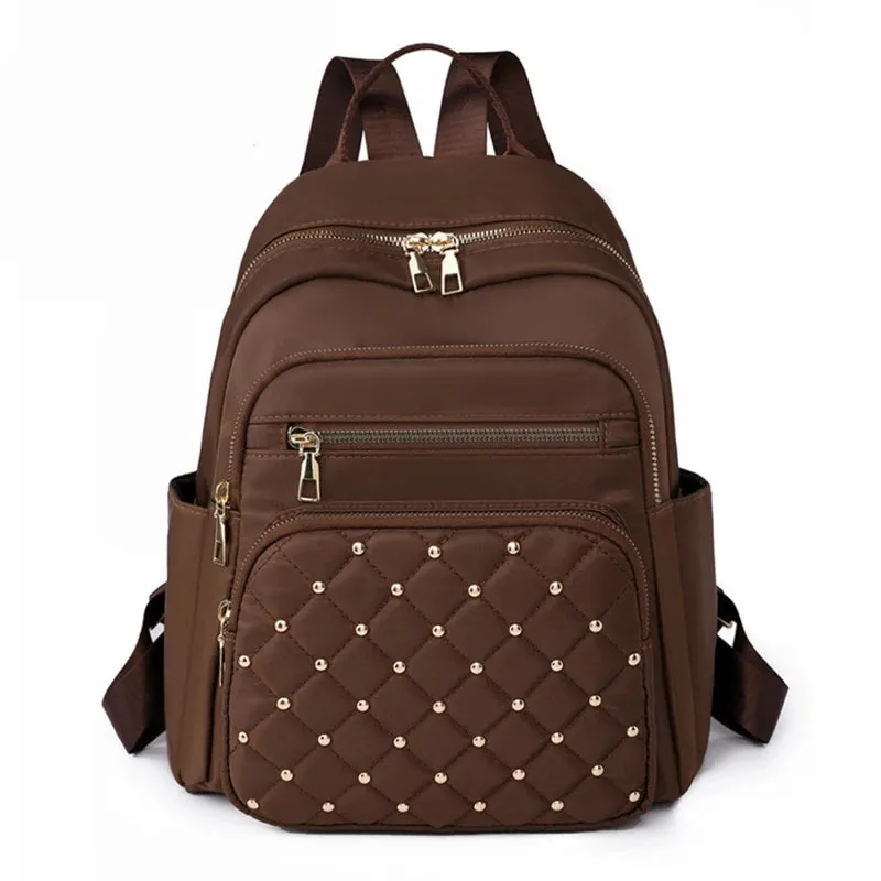 Rivet Nylon Fabric Design Large Capacity Three Layer Women's Backpack Senior