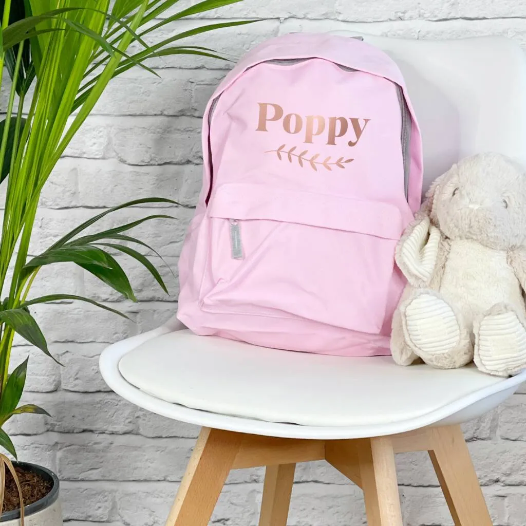 Rose Gold Personalised Kids Rucksack