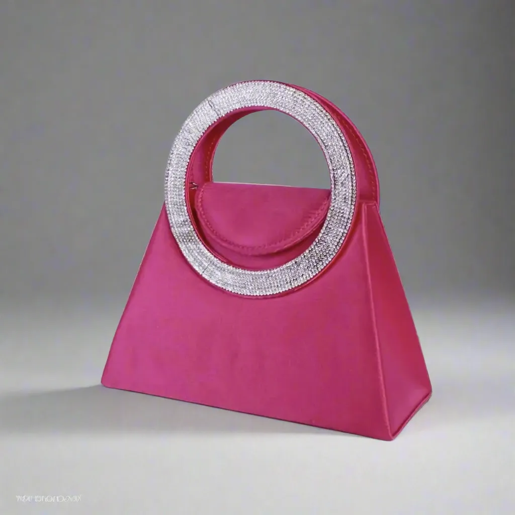 Rose Red Pink Sparkling Rhinestone Evening Bag