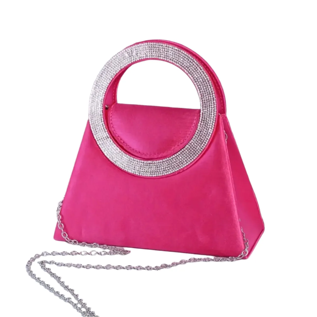 Rose Red Pink Sparkling Rhinestone Evening Bag