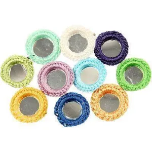 Round Mirror Mosaics Embroidered Edge Decoration Craft Card Making Embellishment