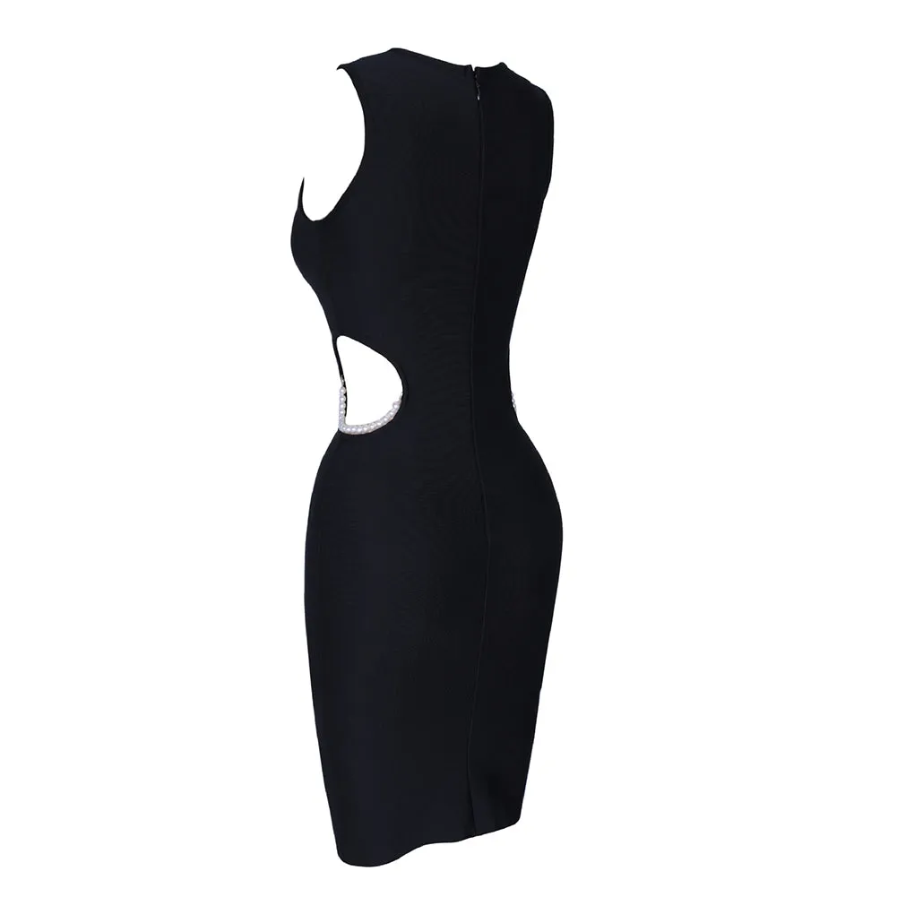 Round Neck Sleeveless Cut Out Midi Bandage Dress PF21421