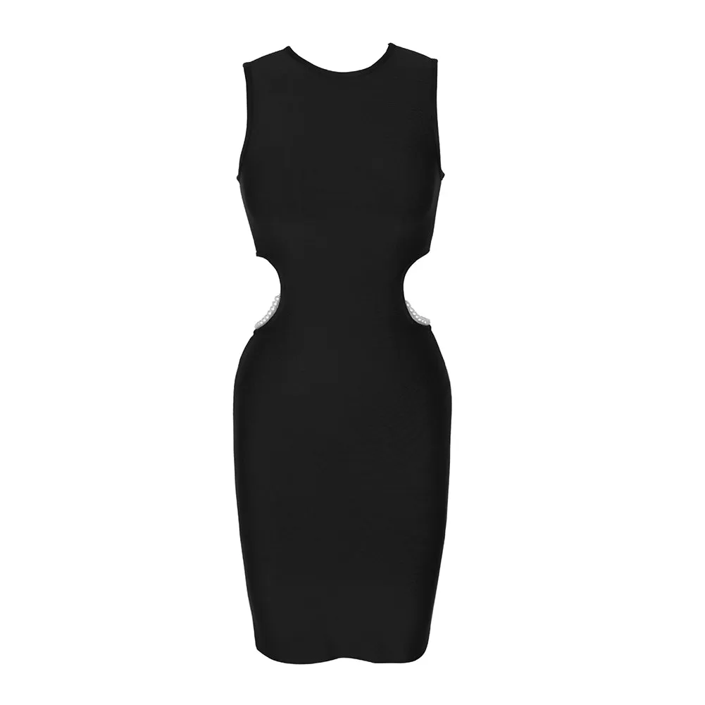 Round Neck Sleeveless Cut Out Midi Bandage Dress PF21421