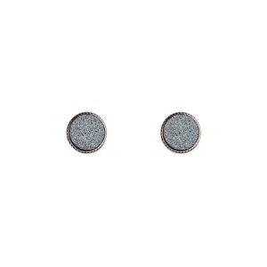 Round Silver Blue Glitter Earrings