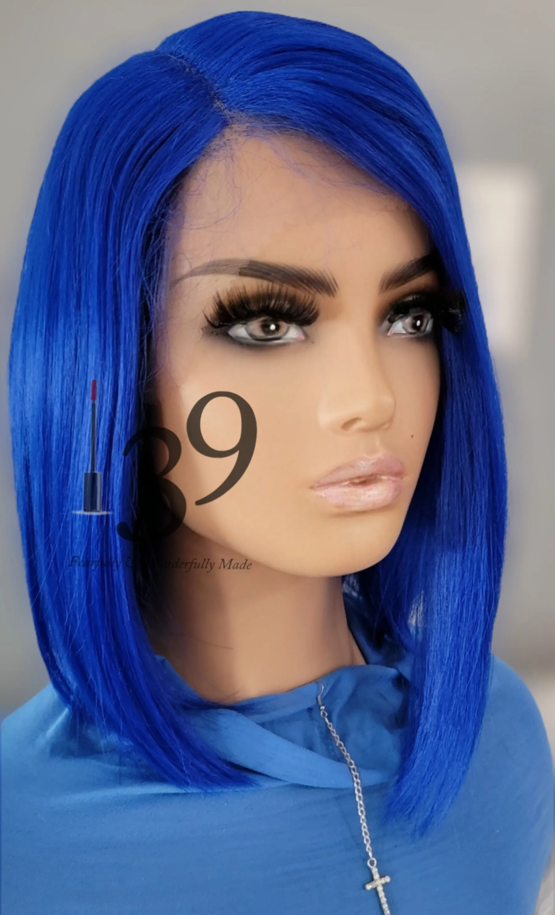 Royal Blue HD Lace front bob with side part