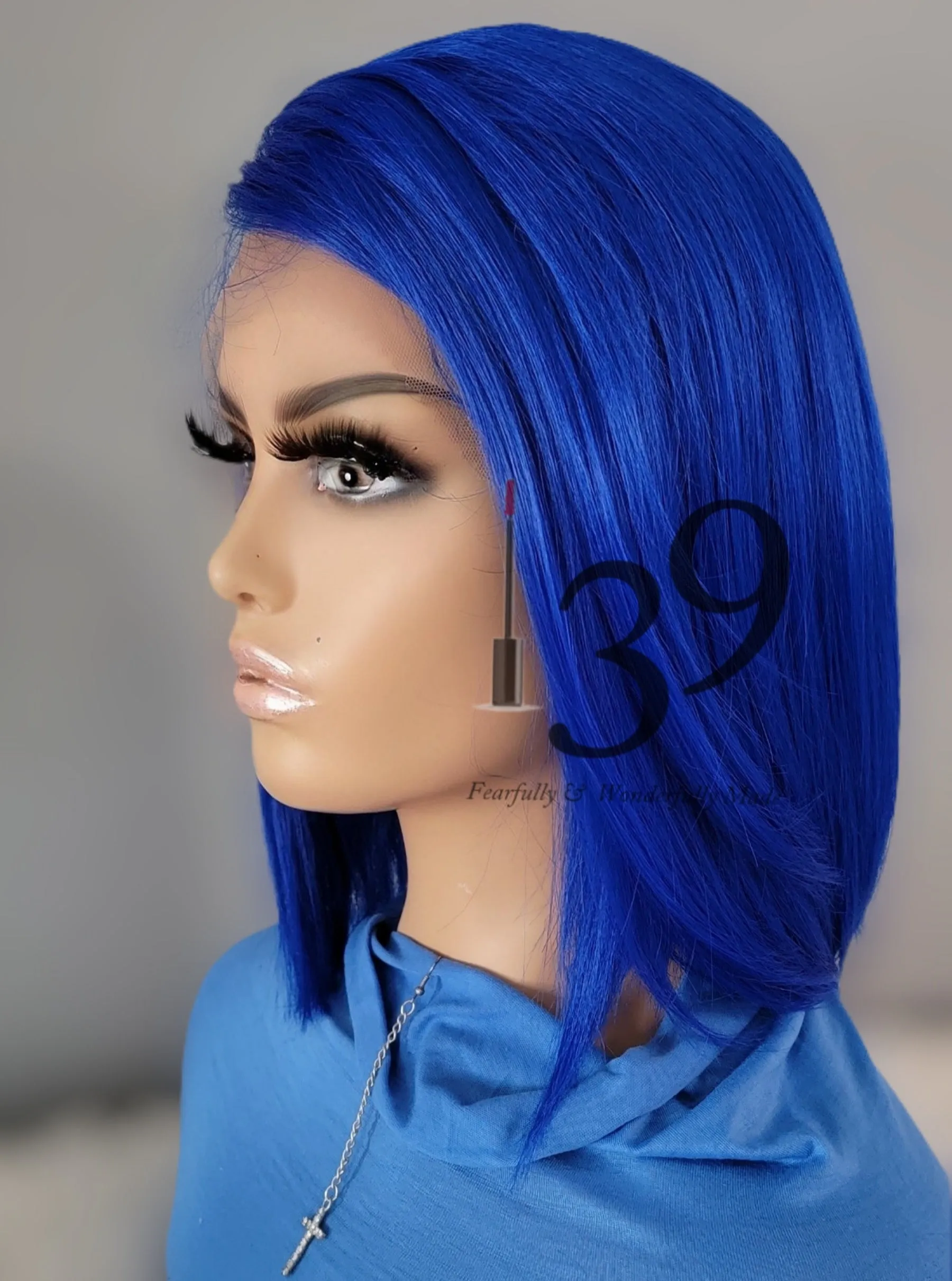 Royal Blue HD Lace front bob with side part