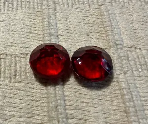 Ruby Red Faceted Glass Gemstones #7384