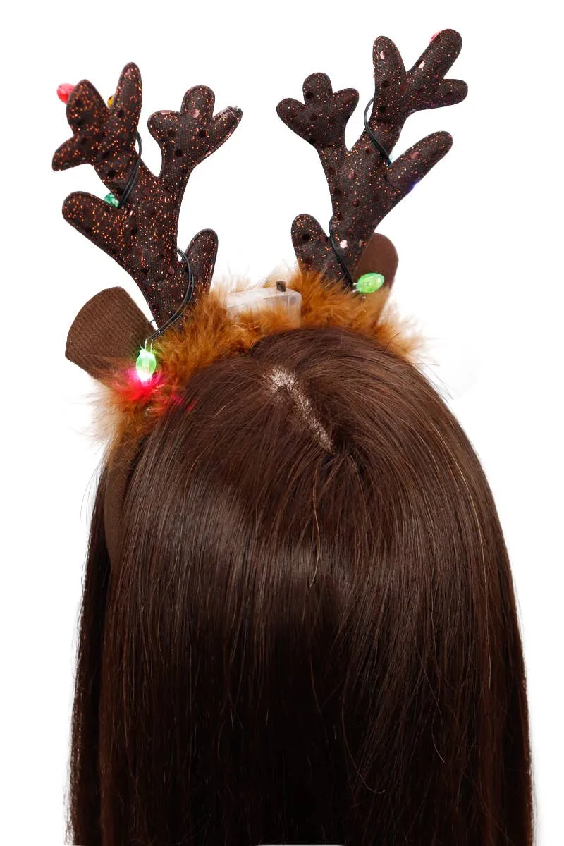 Rudolph Fuzzy Antler LED Light-Up Hairband