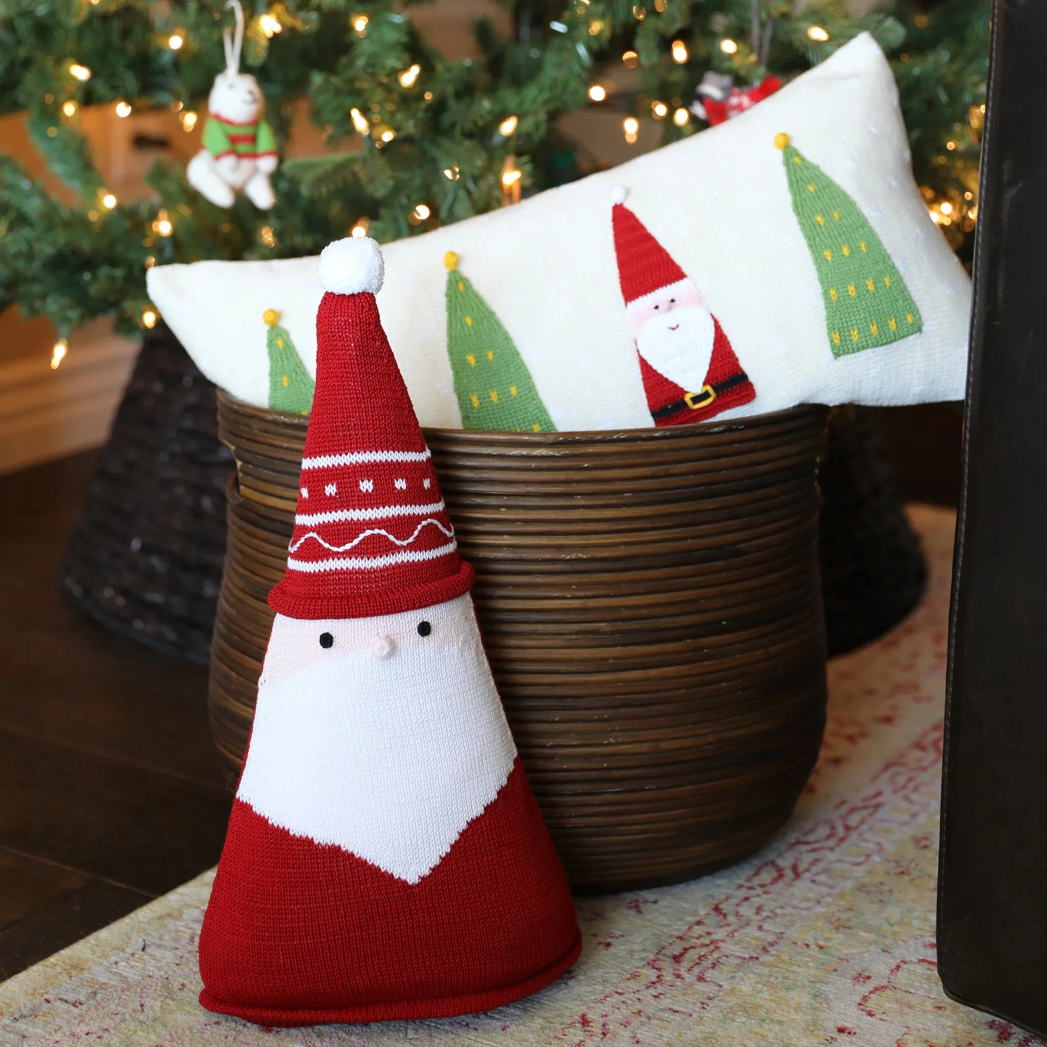 Santa Cone Pillow 15" - Red