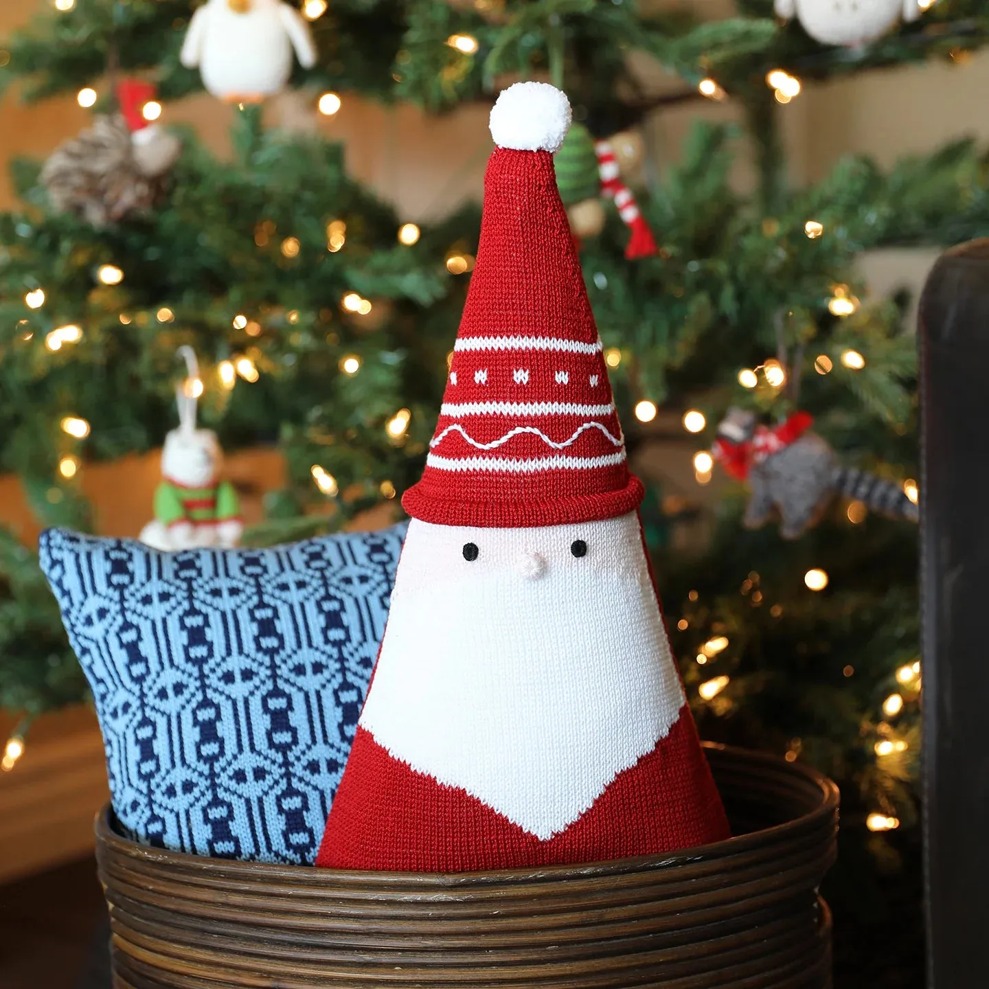 Santa Cone Pillow 15" - Red