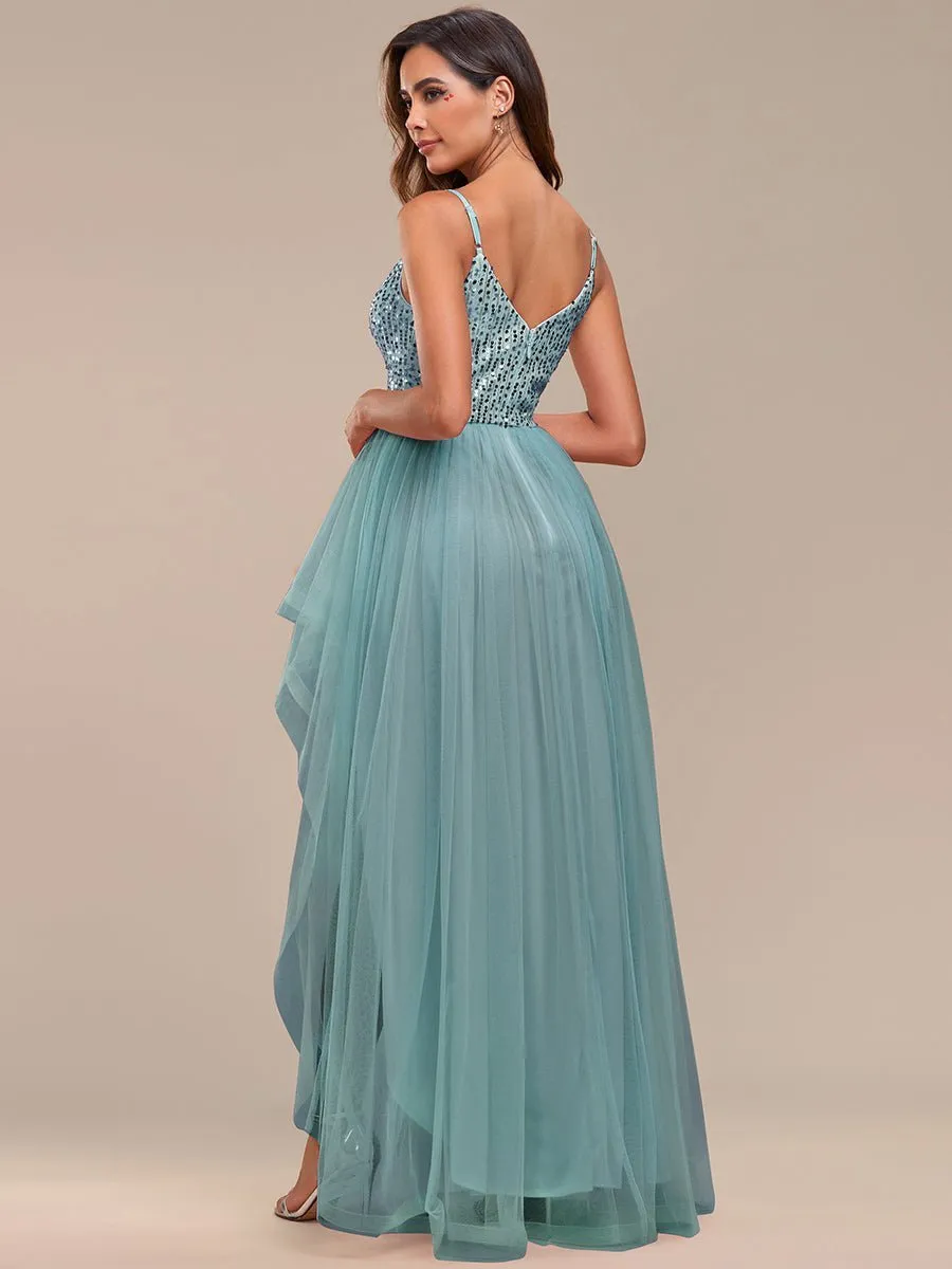 Sasha thin strap ball dress in dusky blue Express NZ wide