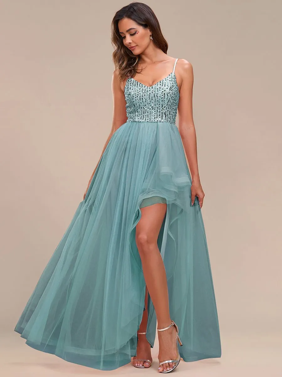 Sasha thin strap ball dress in dusky blue Express NZ wide