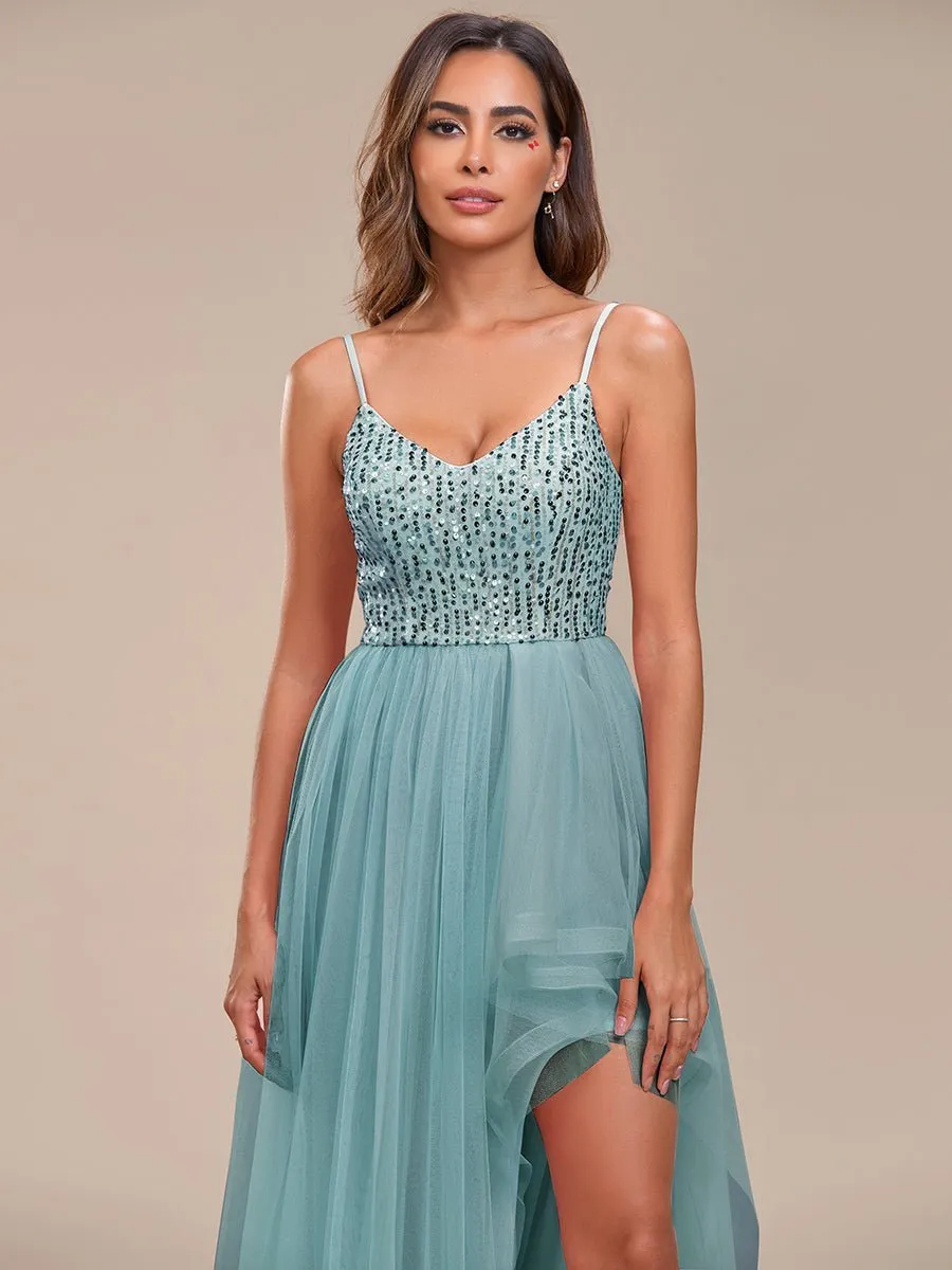 Sasha thin strap ball dress in dusky blue Express NZ wide