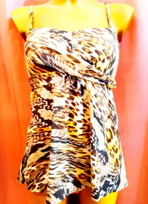 Savanna Tiger swimdress Women Strapless Swimsuit