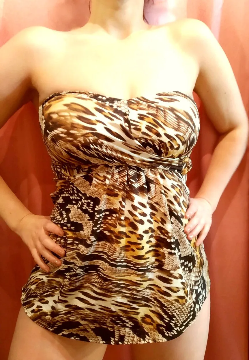 Savanna Tiger swimdress Women Strapless Swimsuit