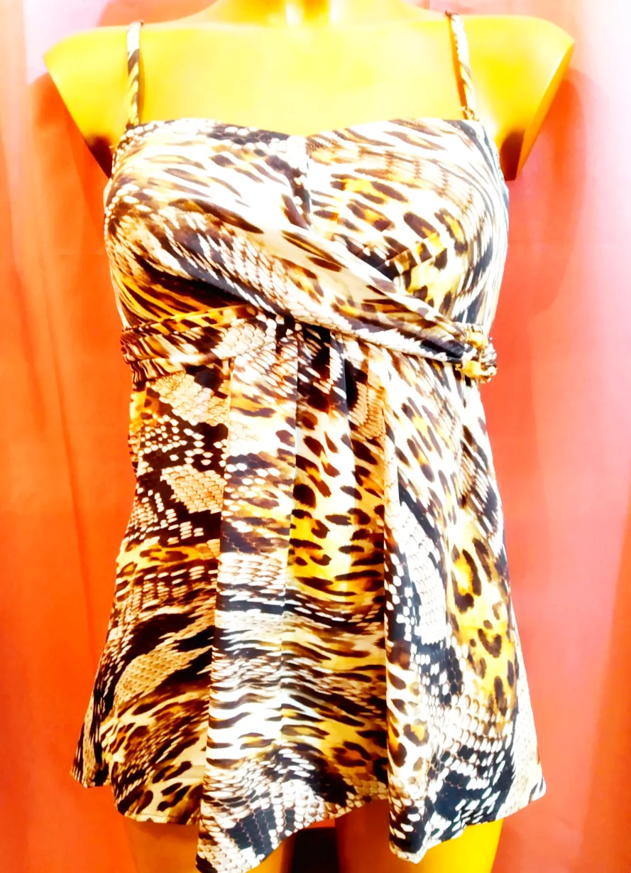 Savanna Tiger swimdress Women Strapless Swimsuit