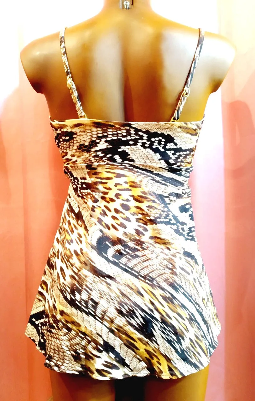Savanna Tiger swimdress Women Strapless Swimsuit