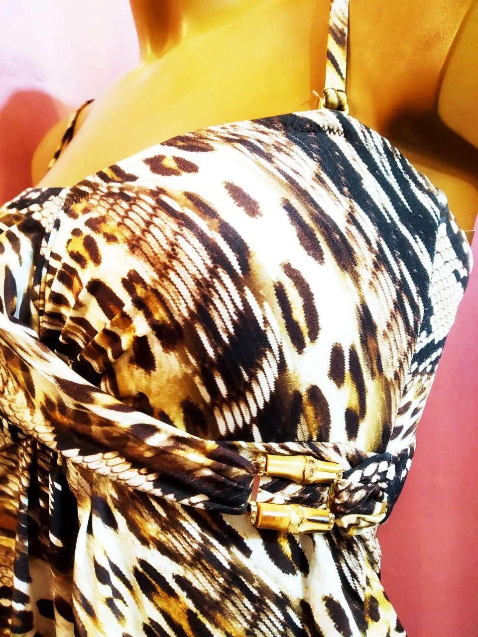 Savanna Tiger swimdress Women Strapless Swimsuit