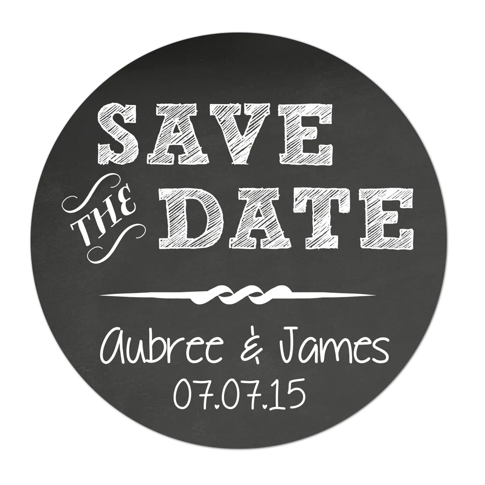 Save The Date Chalkboard Style Personalized Sticker