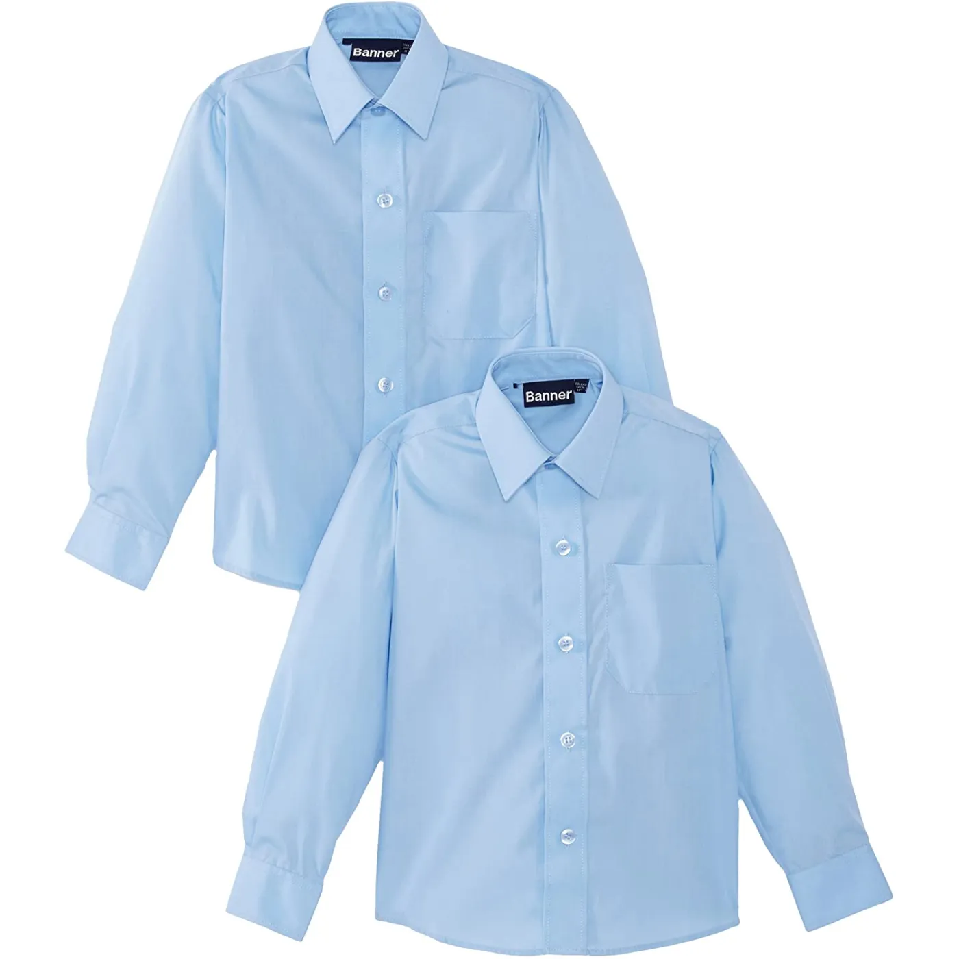 School Banner Shirt Twin Pack - White & Blue