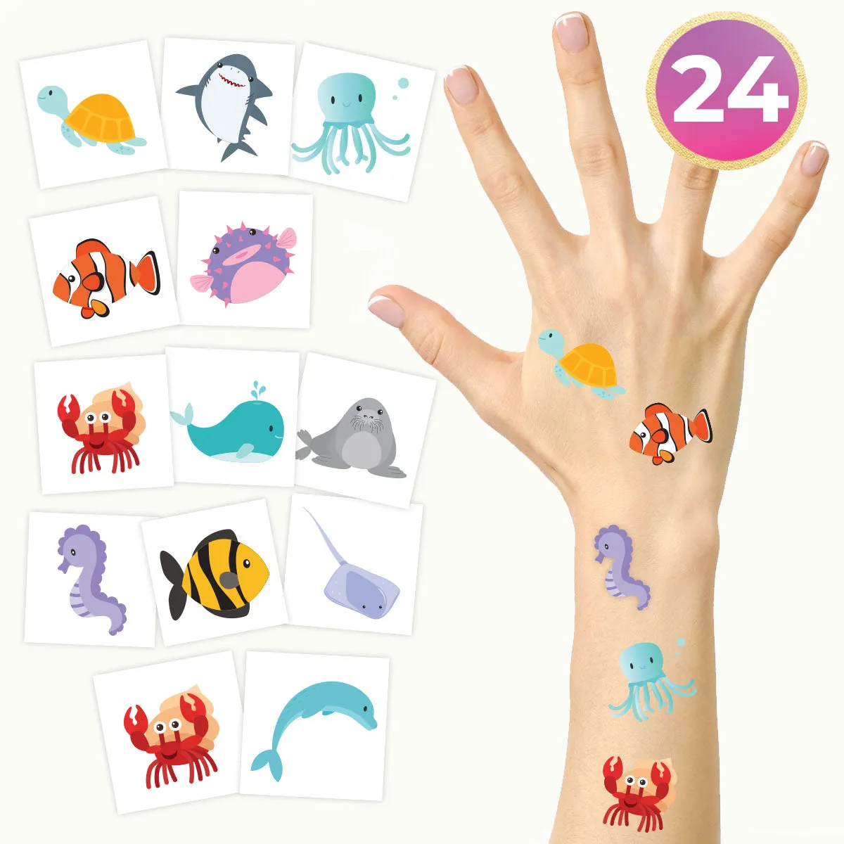 Sea Creatures Temporary Tattoos